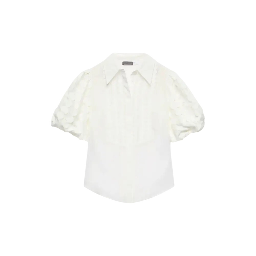 Mint Velvet White Organza Puff Sleeve Shirt
